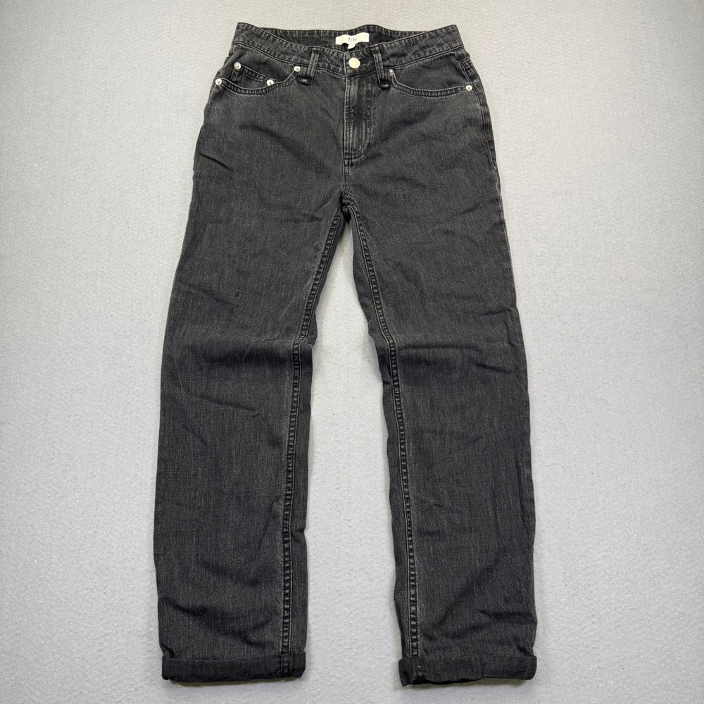 Tibi Sid Jean High Rise Relaxed Straight Leg Faded Black Denim Pants Size 24